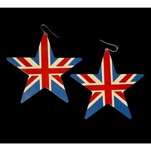 Spice up Your Life with these 3" long Union Jack Star Earrings